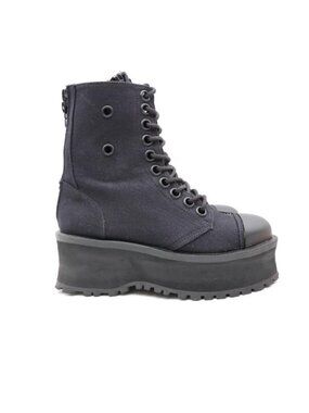 Demonia Gravedigger 10 Mid Calf Boots Women's Size 7 Combat Black Zip Boots